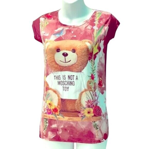 Love Moschino This Is Not A Moschino Toy Limited Edition Rhinestone T-shirt - Picture 1 of 6